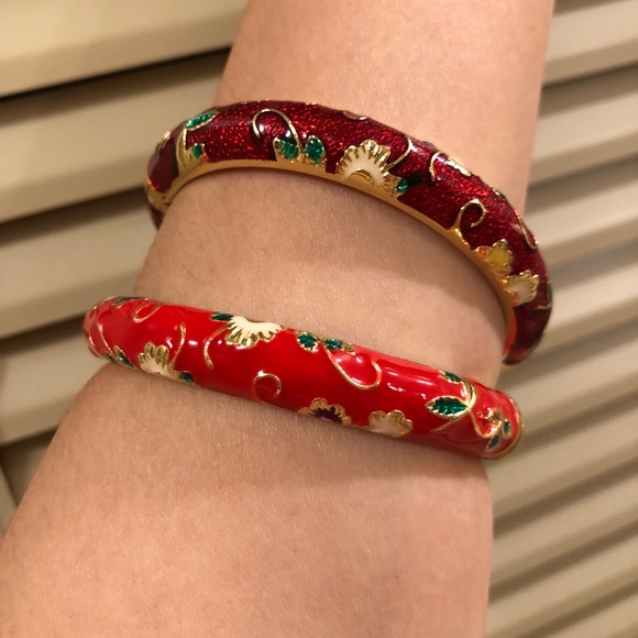 💝💝 NEW Cloisonné Enamel Hinged Bangle Bracelets - Picture 4 of 10